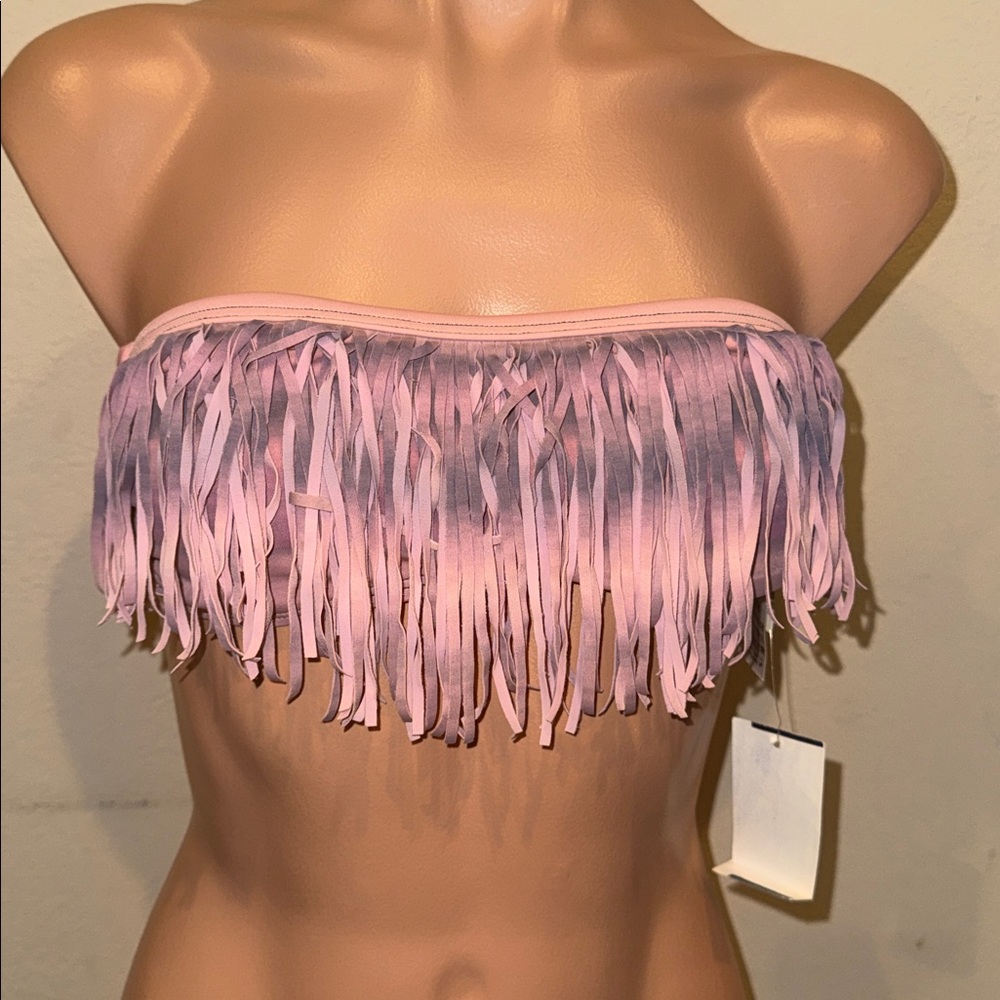 NWT L Space bikini set bandeau fringe bra size S - Picture 4 of 7
